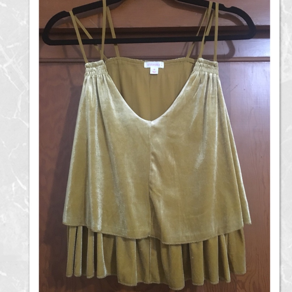Xhilaration Velvet Gold Ruffle Top